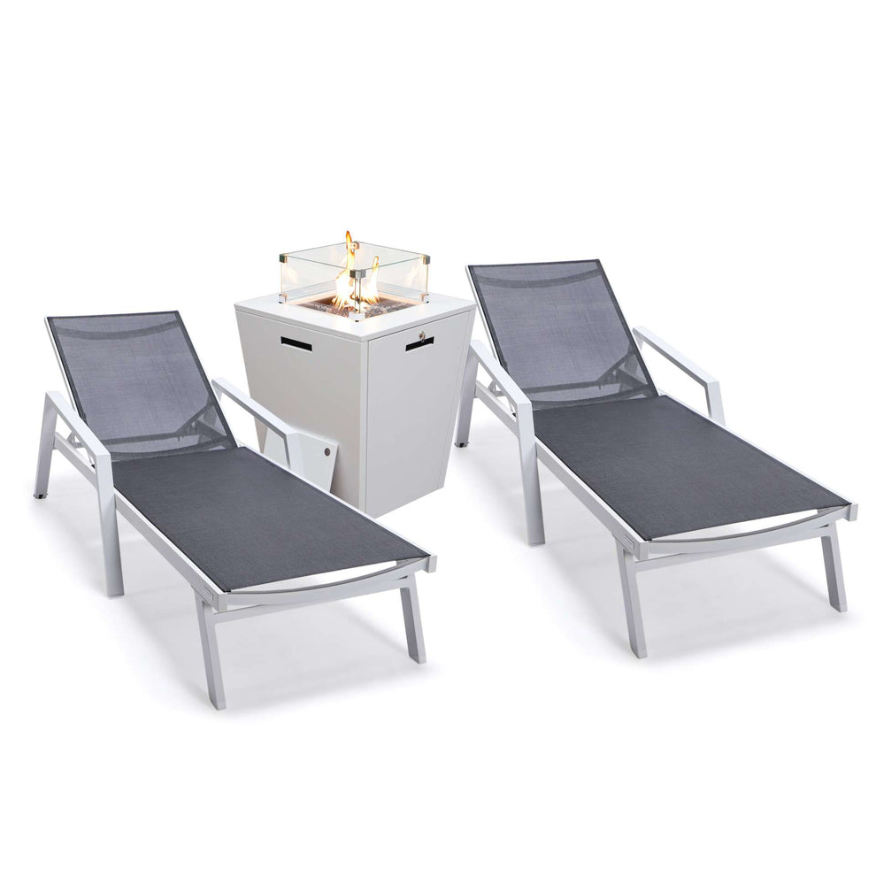 LeisureMod Marlin Modern Aluminum Outdoor Patio Chaise Lounge Chair With Arms Set of 2 - MLAWCF21-77BL2 | Outdoor Chaise Lounges | Modishstore - 2