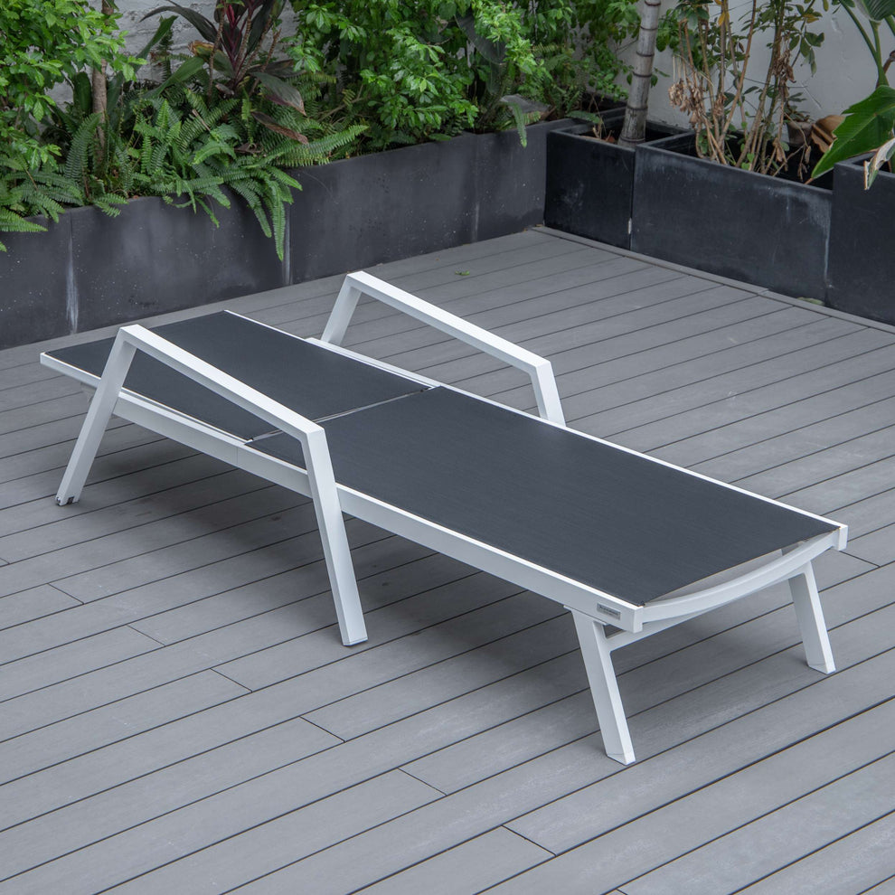 LeisureMod Marlin Modern Aluminum Outdoor Patio Chaise Lounge Chair With Arms Set of 2 - MLAWCF21-77BL2 | Outdoor Chaise Lounges | Modishstore - 9