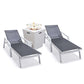 LeisureMod Marlin Patio Chaise Lounge Chair With Armrests in White Aluminum Frame, Set of 2 | Outdoor Chaise Lounges | Modishstore - 2