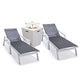 LeisureMod Marlin Patio Chaise Lounge Chair With Armrests in White Aluminum Frame, Set of 2 | Outdoor Chaise Lounges | Modishstore - 2