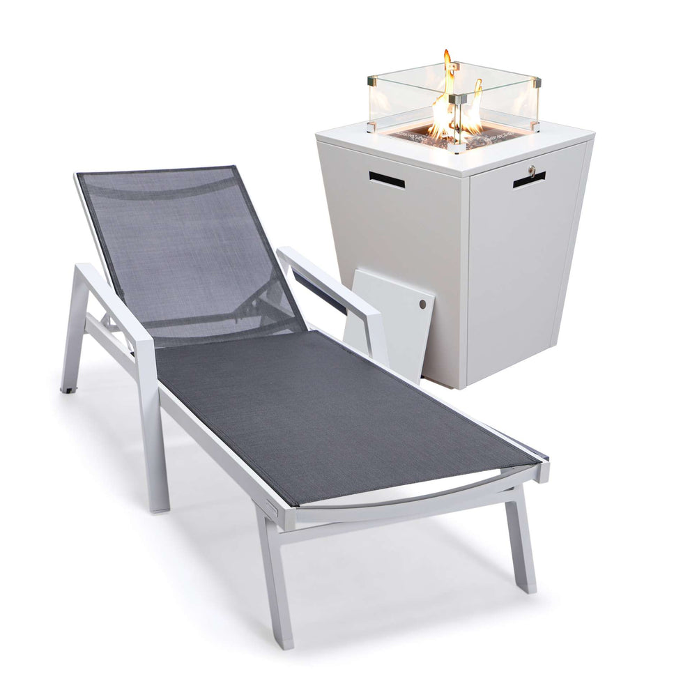 LeisureMod Marlin Modern White Aluminum Outdoor Patio Chaise Lounge Chair - MLAWCF21-77BL | Outdoor Chaise Lounges | Modishstore - 2