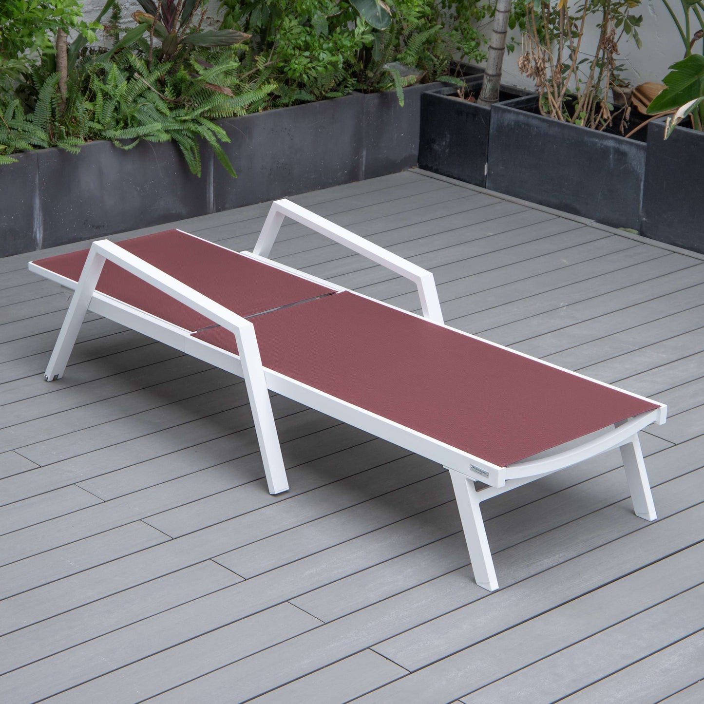 LeisureMod Marlin Modern Aluminum Outdoor Patio Chaise Lounge Chair With Arms Set of 2 - MLAWCF21-77BL2 | Outdoor Chaise Lounges | Modishstore - 31