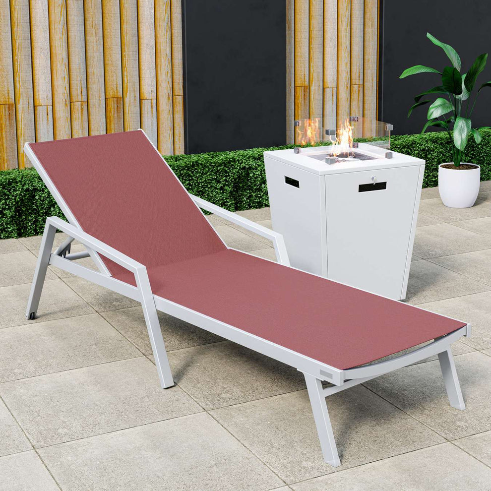 LeisureMod Marlin Modern White Aluminum Outdoor Patio Chaise Lounge Chair - MLAWCF21-77BL | Outdoor Chaise Lounges | Modishstore - 24