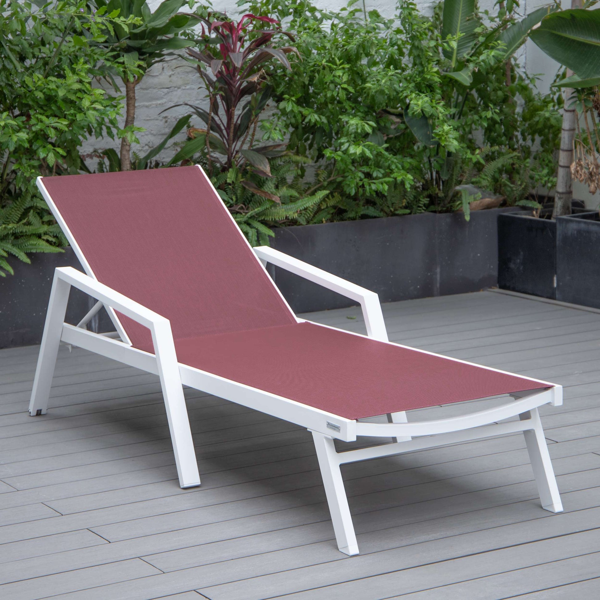 LeisureMod Marlin Modern White Aluminum Outdoor Patio Chaise Lounge Chair - MLAWCF21-77BL | Outdoor Chaise Lounges | Modishstore - 33