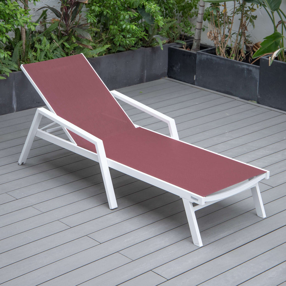 LeisureMod Marlin Modern White Aluminum Outdoor Patio Chaise Lounge Chair - MLAWCF21-77BL | Outdoor Chaise Lounges | Modishstore - 31