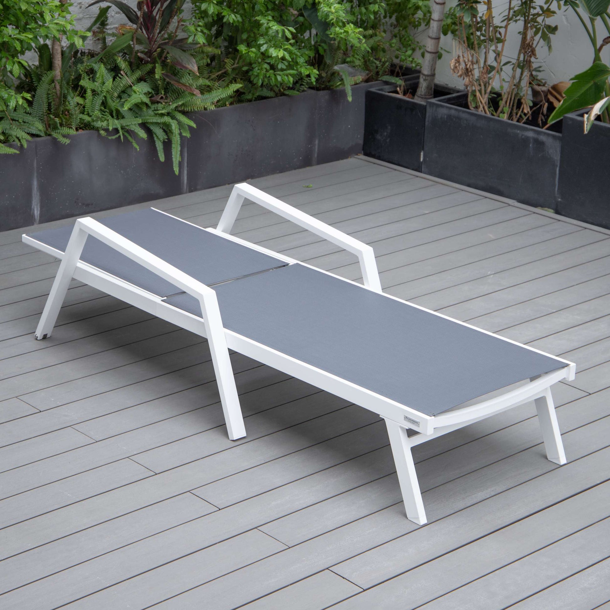 LeisureMod Marlin Modern White Aluminum Outdoor Patio Chaise Lounge Chair - MLAWCF21-77BL | Outdoor Chaise Lounges | Modishstore - 55