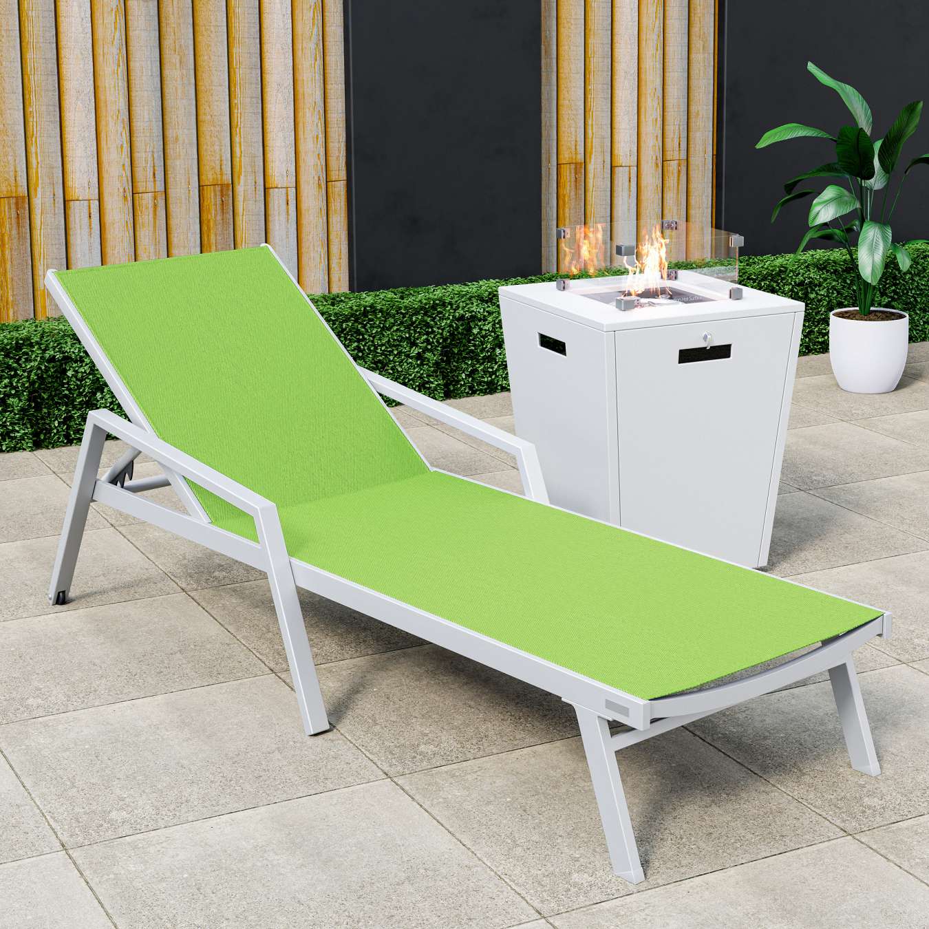 LeisureMod Marlin Modern White Aluminum Outdoor Patio Chaise Lounge Chair - MLAWCF21-77BL | Outdoor Chaise Lounges | Modishstore - 70
