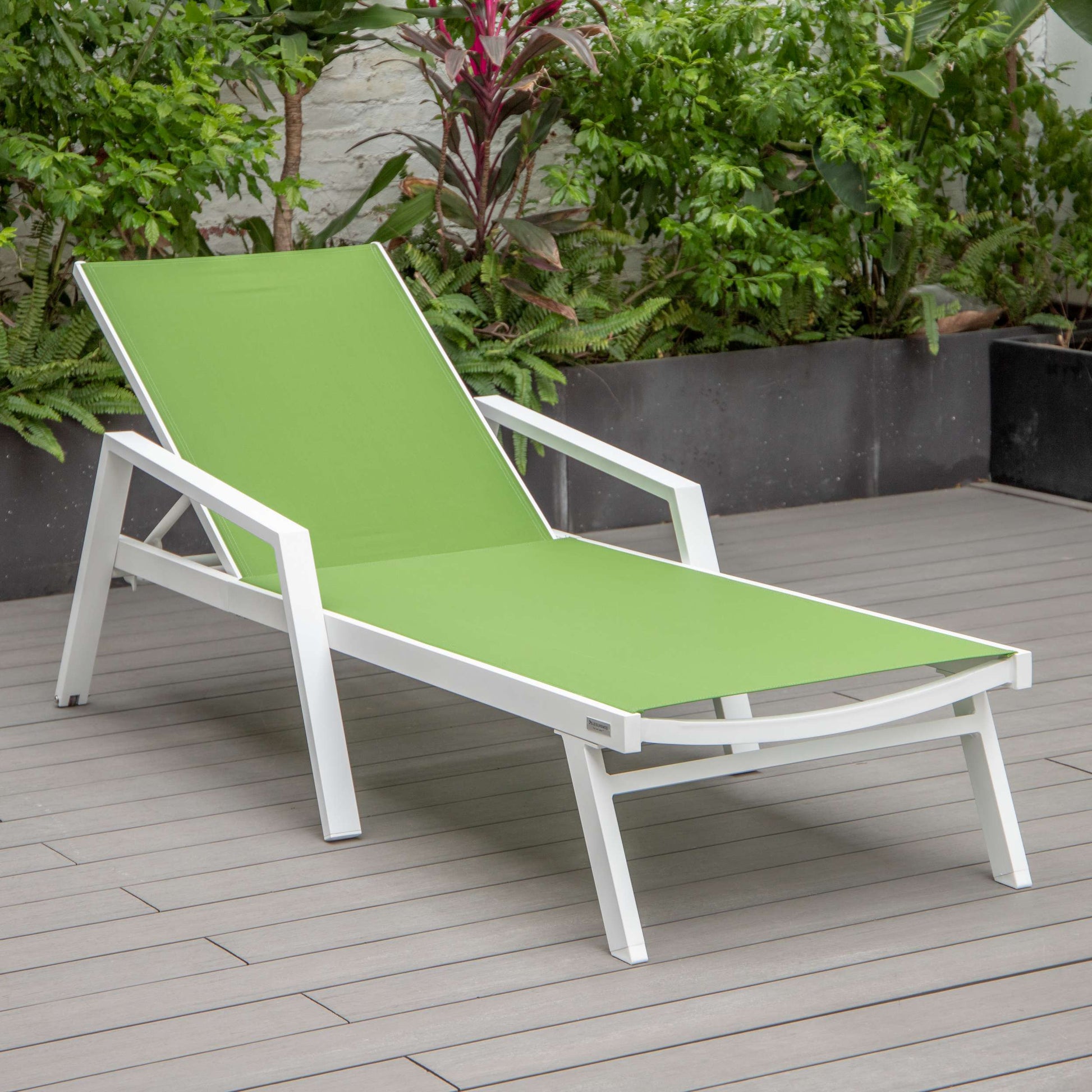 LeisureMod Marlin Modern White Aluminum Outdoor Patio Chaise Lounge Chair - MLAWCF21-77BL | Outdoor Chaise Lounges | Modishstore - 79