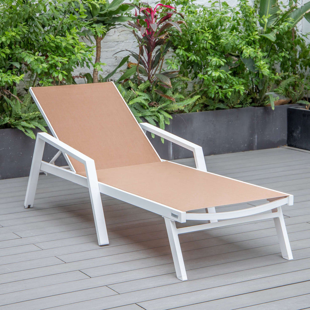 LeisureMod Marlin Modern Aluminum Outdoor Patio Chaise Lounge Chair With Arms Set of 2 - MLAWCF21-77BL2 | Outdoor Chaise Lounges | Modishstore - 100