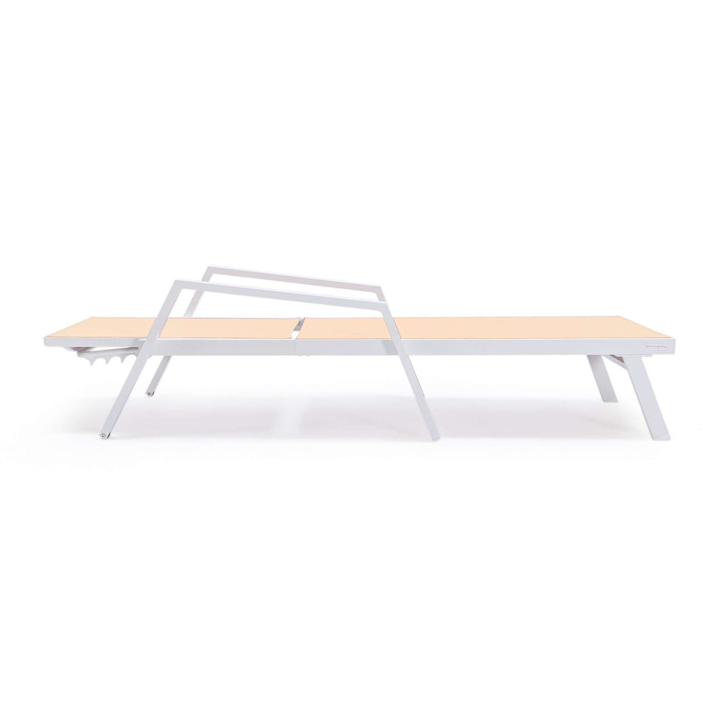 LeisureMod Marlin Patio Chaise Lounge Chair With Armrests in White Aluminum Frame, Set of 2 | Outdoor Chaise Lounges | Modishstore - 73