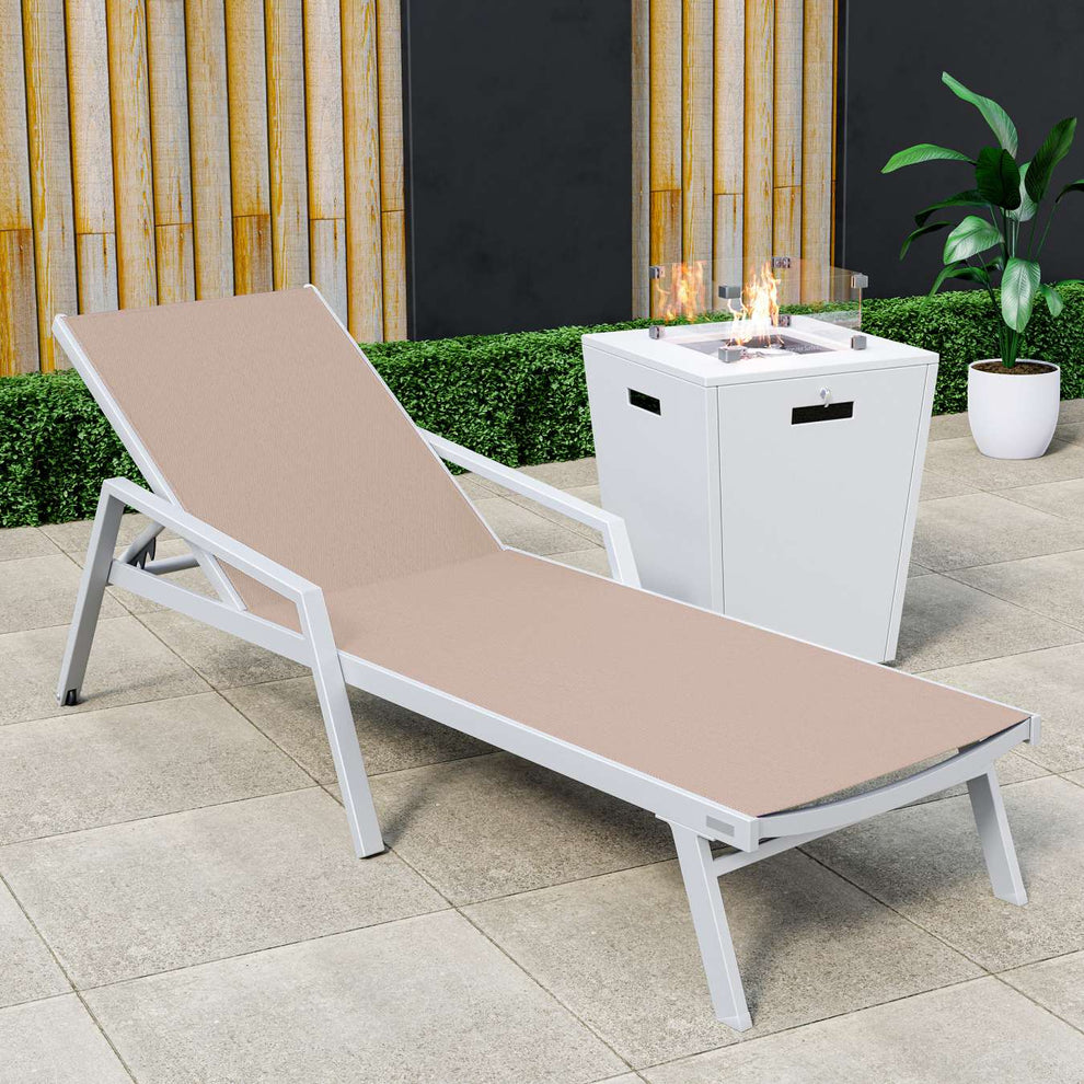LeisureMod Marlin Modern White Aluminum Outdoor Patio Chaise Lounge Chair - MLAWCF21-77BL | Outdoor Chaise Lounges | Modishstore - 93