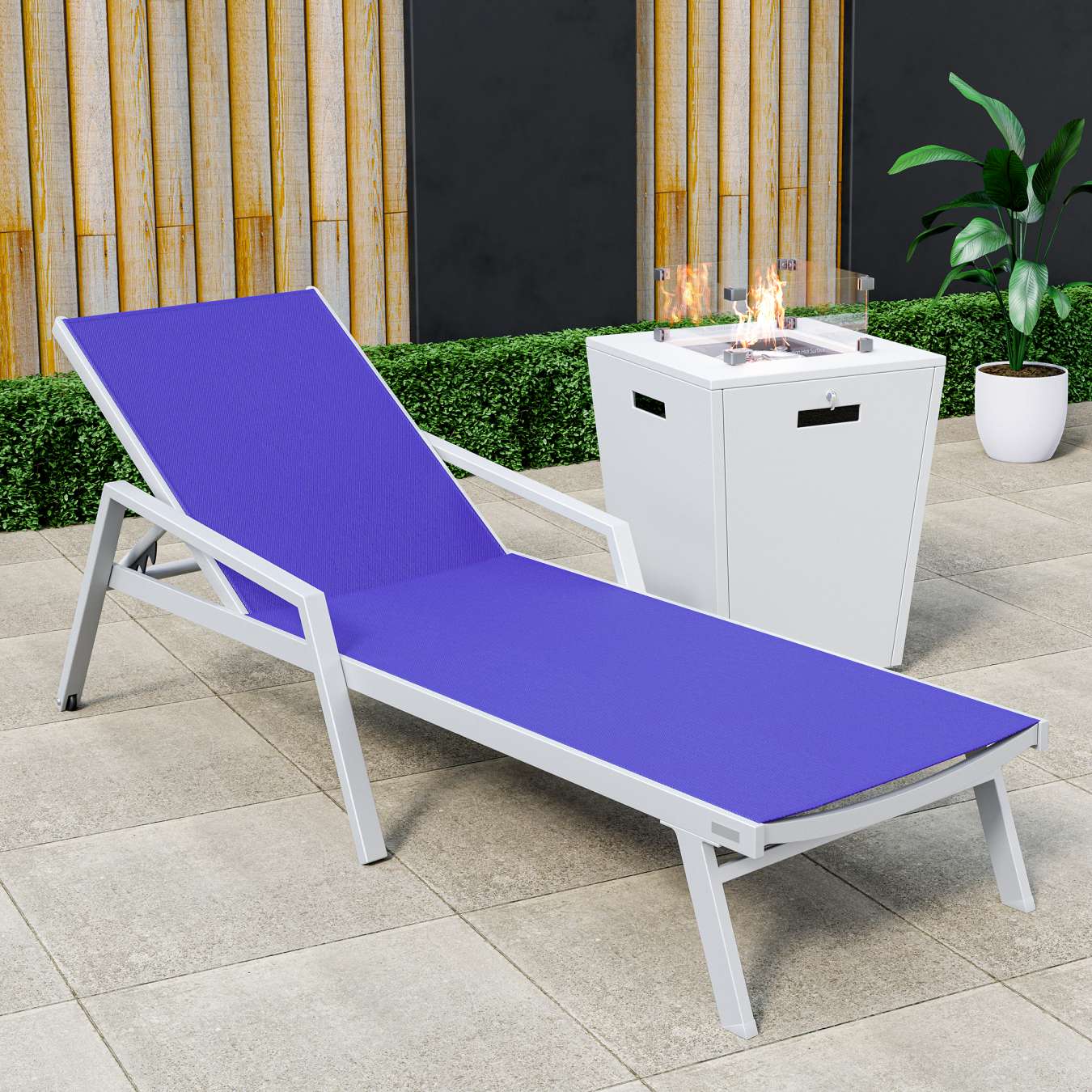 LeisureMod Marlin Modern White Aluminum Outdoor Patio Chaise Lounge Chair - MLAWCF21-77BL | Outdoor Chaise Lounges | Modishstore - 116
