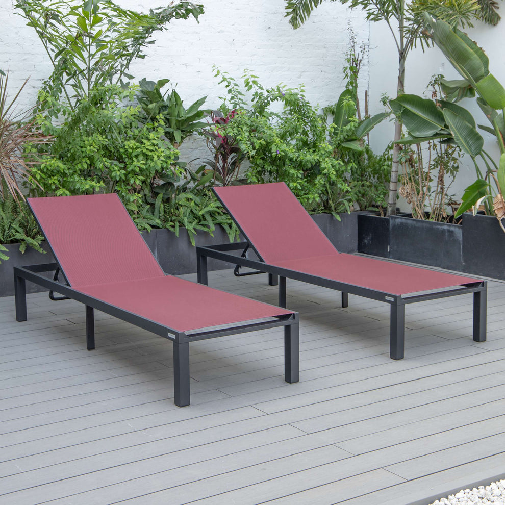 LeisureMod Marlin Patio Chaise Lounge Chair With Black Aluminum Frame, Set of 2 | Outdoor Chaise Lounges | Modishstore - 15