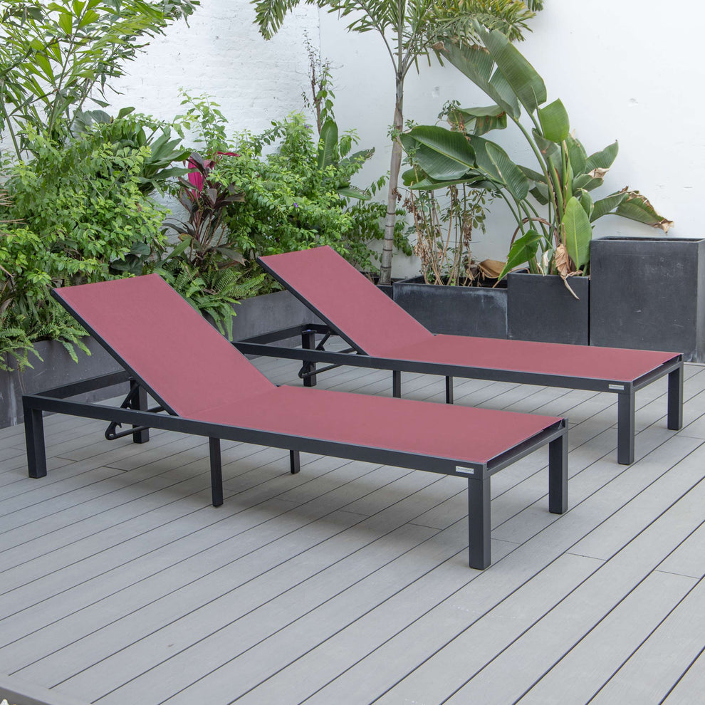 LeisureMod Marlin Patio Chaise Lounge Chair With Black Aluminum Frame, Set of 2 | Outdoor Chaise Lounges | Modishstore - 16