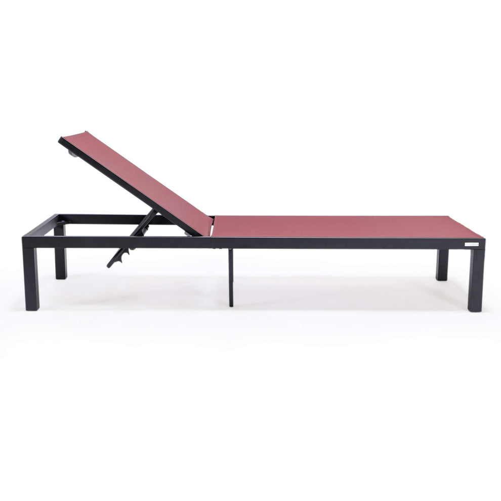 LeisureMod Marlin Patio Chaise Lounge Chair With Black Aluminum Frame, Set of 2 | Outdoor Chaise Lounges | Modishstore - 8
