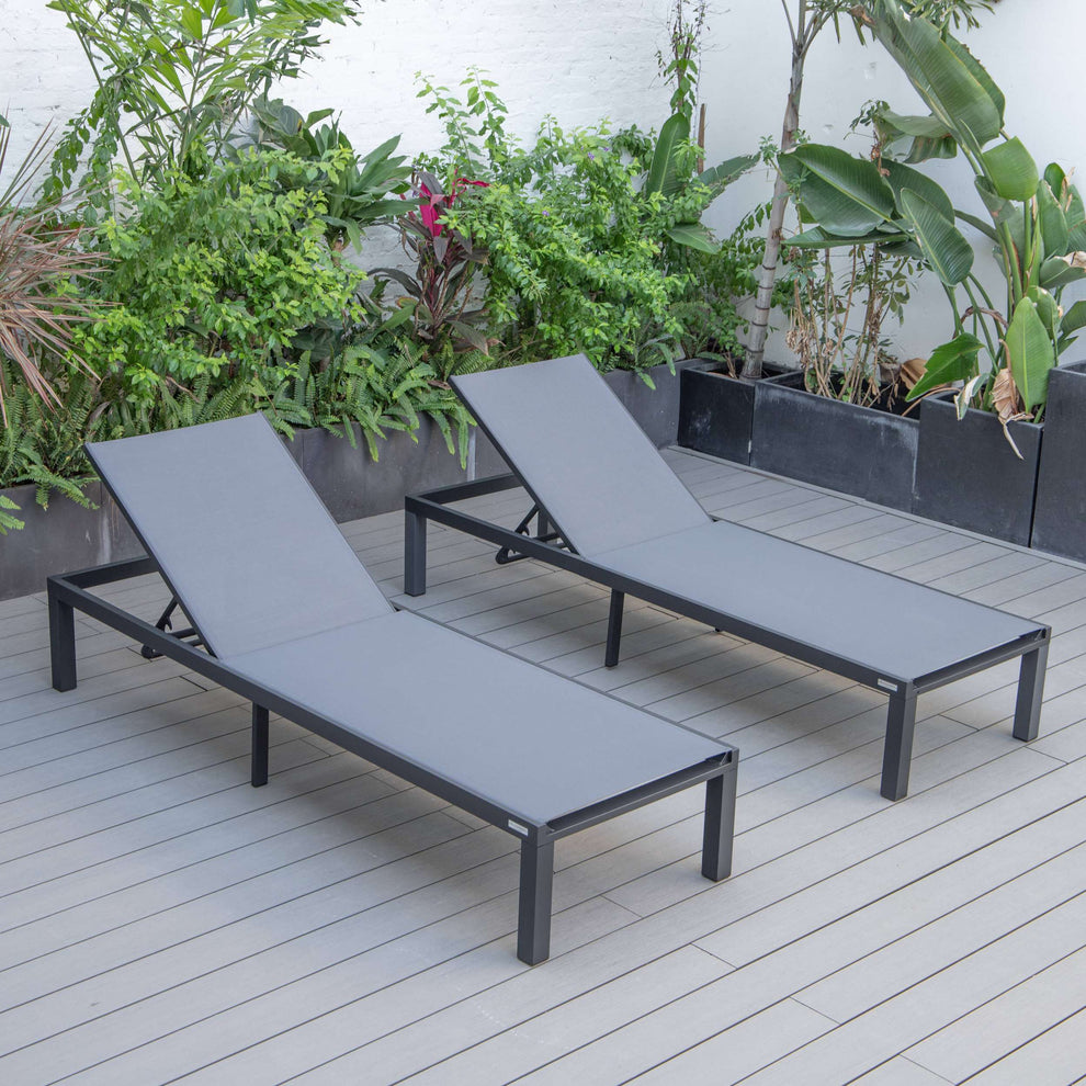 LeisureMod Marlin Patio Chaise Lounge Chair With Black Aluminum Frame, Set of 2 | Outdoor Chaise Lounges | Modishstore - 38