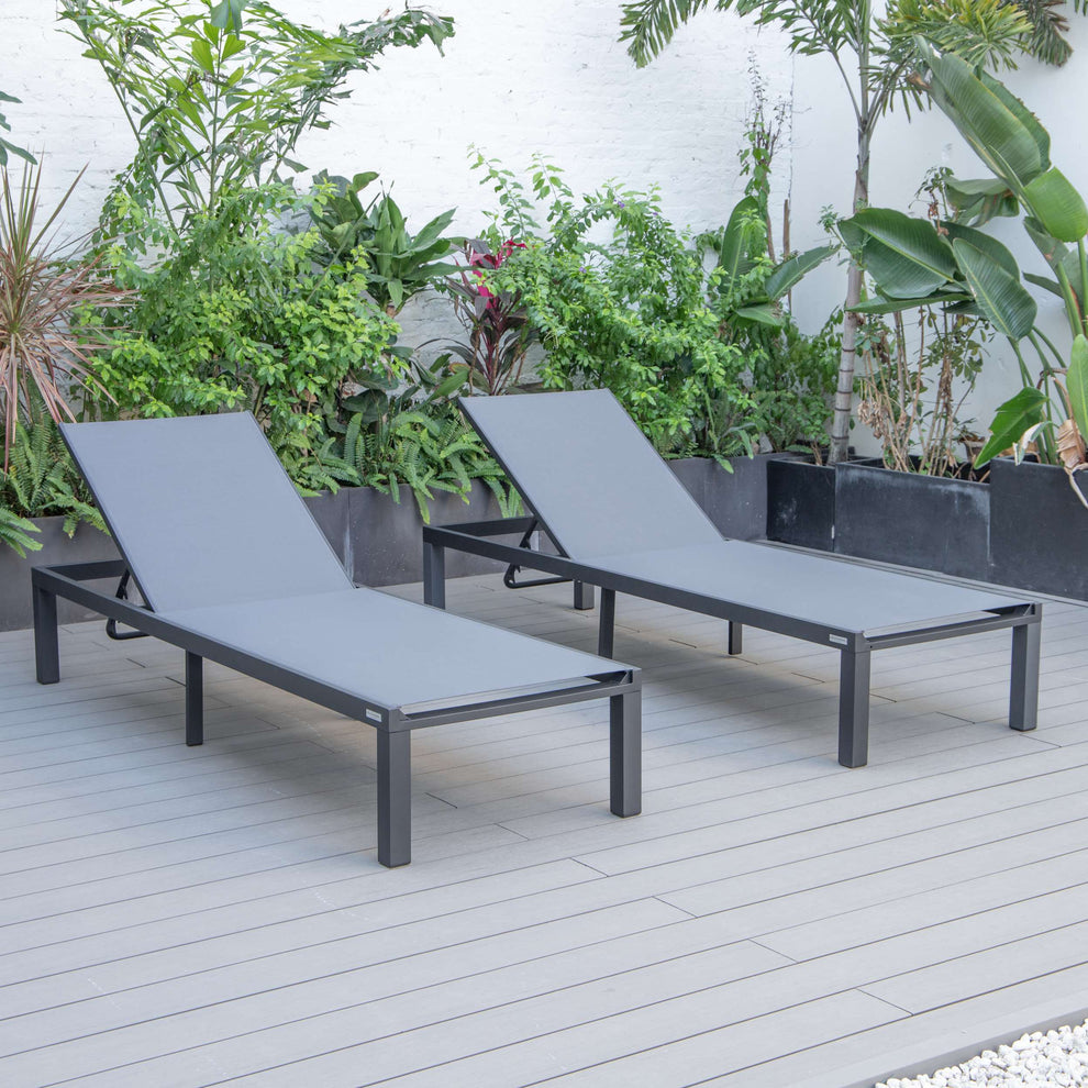 LeisureMod Marlin Patio Chaise Lounge Chair With Black Aluminum Frame, Set of 2 | Outdoor Chaise Lounges | Modishstore - 56