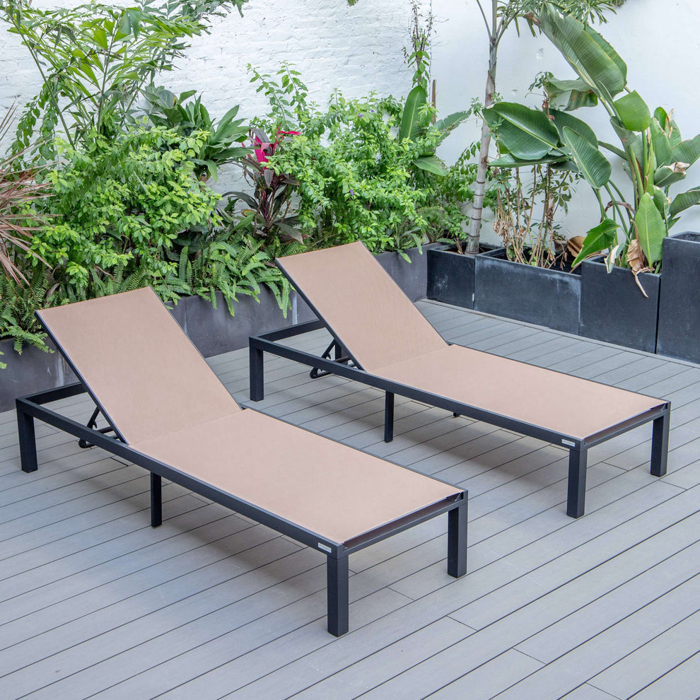 LeisureMod Marlin Patio Chaise Lounge Chair With Black Aluminum Frame, Set of 2 | Outdoor Chaise Lounges | Modishstore - 75