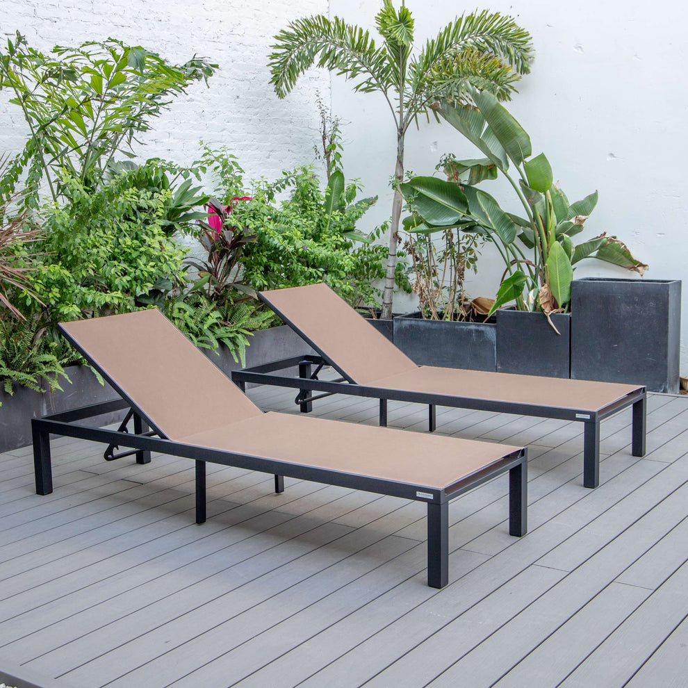 LeisureMod Marlin Patio Chaise Lounge Chair With Black Aluminum Frame, Set of 2 | Outdoor Chaise Lounges | Modishstore - 85