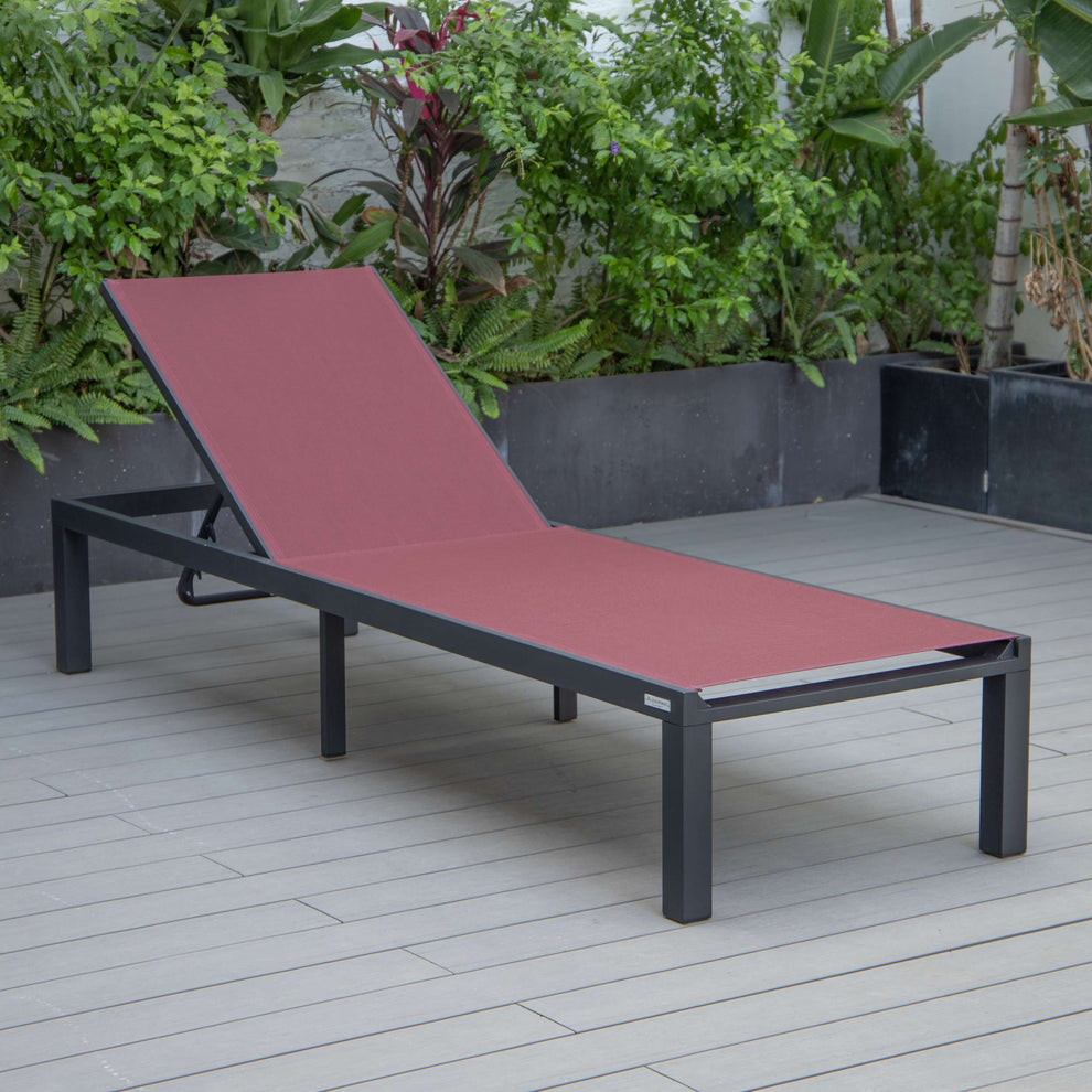 LeisureMod Marlin Patio Chaise Lounge Chair With Black Aluminum Frame, Set of 2 | Outdoor Chaise Lounges | Modishstore - 20