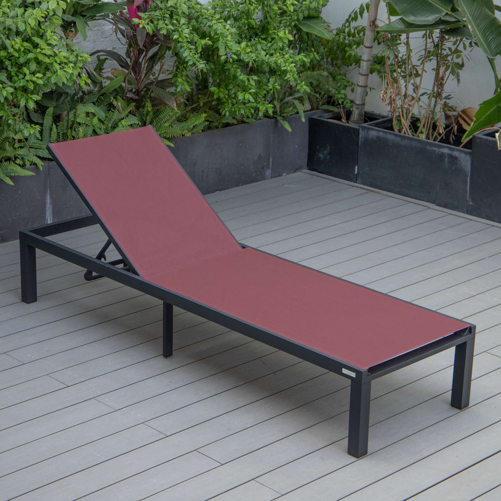 LeisureMod Marlin Patio Chaise Lounge Chair With Black Aluminum Frame, Set of 2 | Outdoor Chaise Lounges | Modishstore - 18
