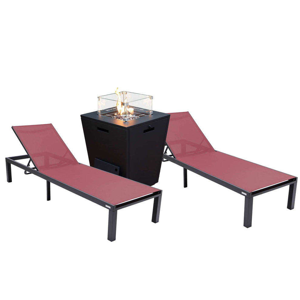 LeisureMod Marlin Patio Chaise Lounge Chair With Black Aluminum Frame, Set of 2 | Outdoor Chaise Lounges | Modishstore - 3