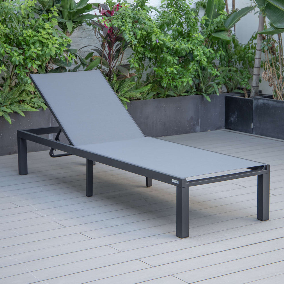 LeisureMod Marlin Patio Chaise Lounge Chair With Black Aluminum Frame, Set of 2 | Outdoor Chaise Lounges | Modishstore - 61