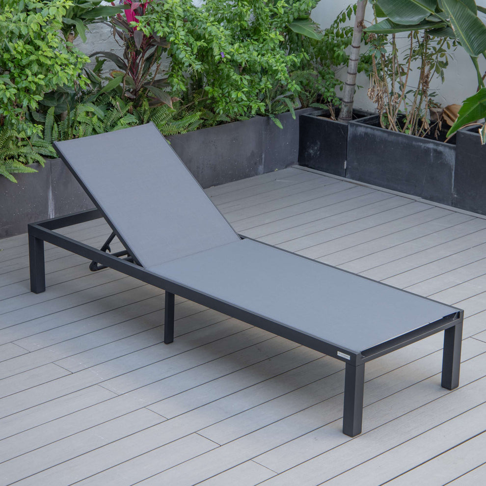 LeisureMod Marlin Patio Chaise Lounge Chair With Black Aluminum Frame, Set of 2 | Outdoor Chaise Lounges | Modishstore - 59