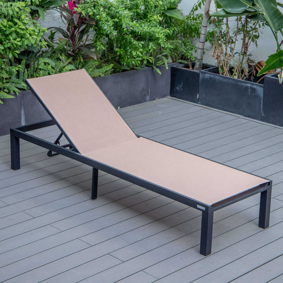 LeisureMod Marlin Patio Chaise Lounge Chair With Black Aluminum Frame, Set of 2 | Outdoor Chaise Lounges | Modishstore - 78