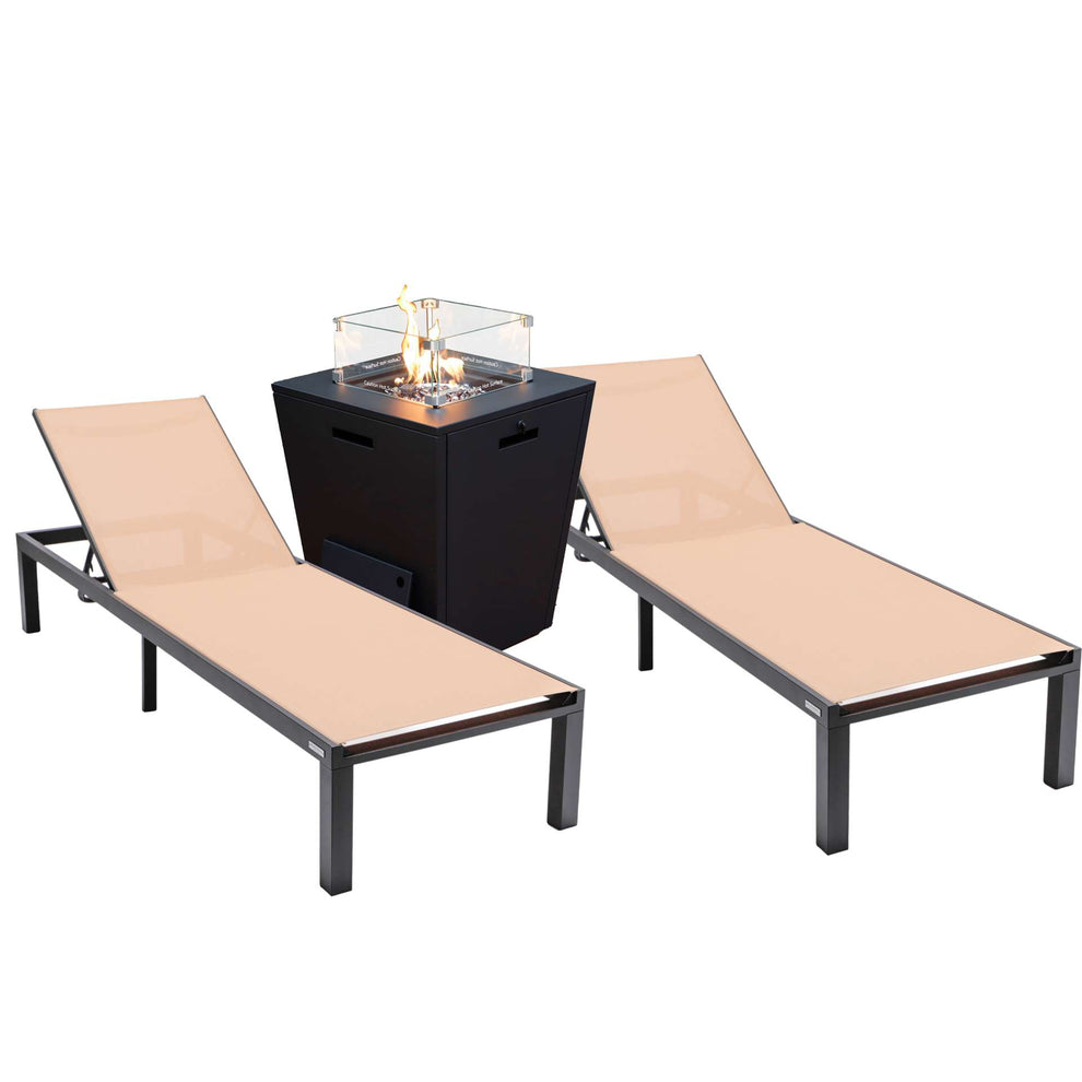 LeisureMod Marlin Patio Chaise Lounge Chair With Black Aluminum Frame, Set of 2 | Outdoor Chaise Lounges | Modishstore - 77