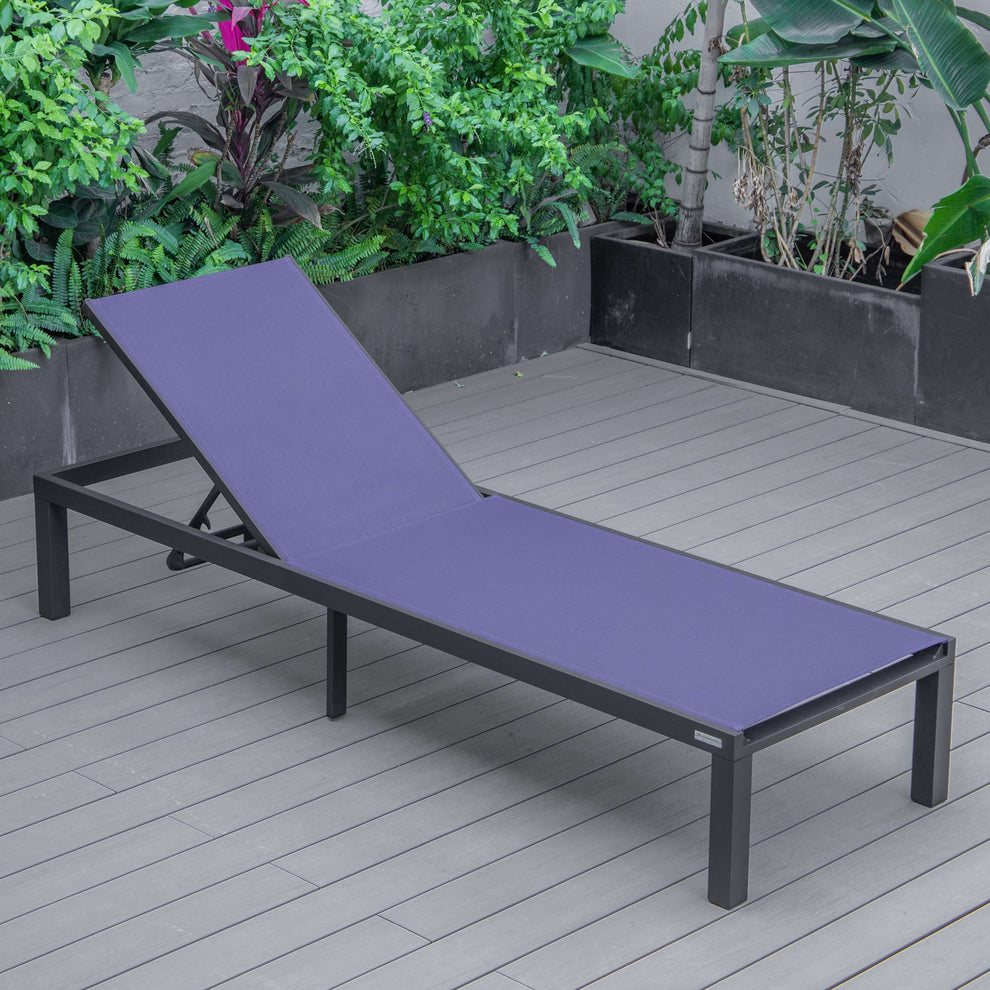 LeisureMod Marlin Patio Chaise Lounge Chair With Black Aluminum Frame, Set of 2 | Outdoor Chaise Lounges | Modishstore - 130