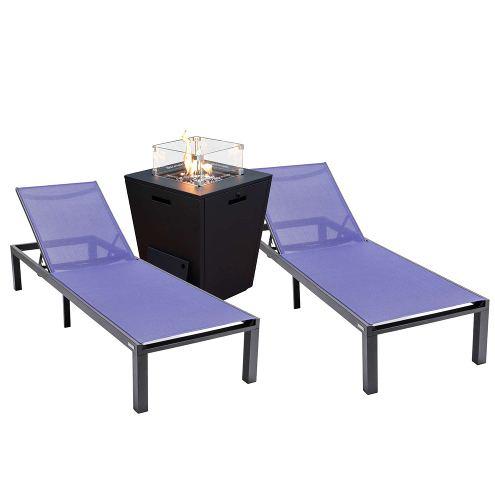 LeisureMod Marlin Patio Chaise Lounge Chair With Black Aluminum Frame, Set of 2 | Outdoor Chaise Lounges | Modishstore - 114