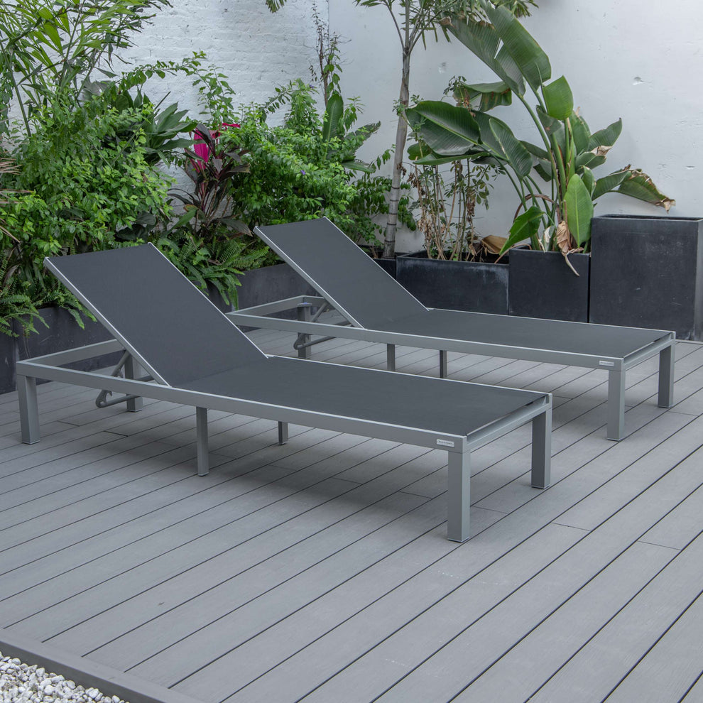 LeisureMod Marlin Patio Chaise Lounge Chair With Grey Aluminum Frame, Set of 2 | Outdoor Chaise Lounges | Modishstore - 16