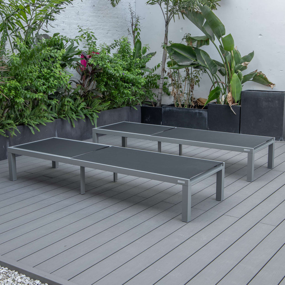 LeisureMod Marlin Patio Chaise Lounge Chair With Grey Aluminum Frame, Set of 2 | Outdoor Chaise Lounges | Modishstore - 17