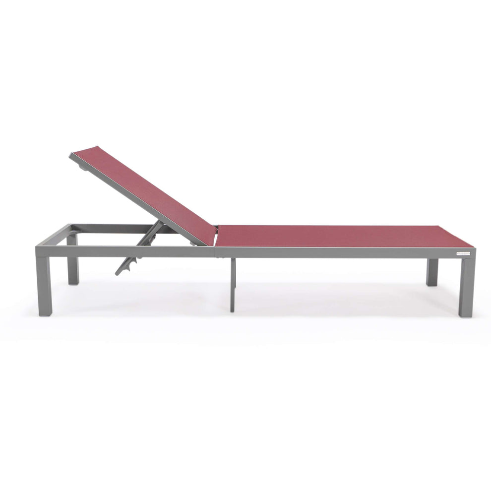 LeisureMod Marlin Patio Chaise Lounge Chair With Grey Aluminum Frame, Set of 2 | Outdoor Chaise Lounges | Modishstore - 42