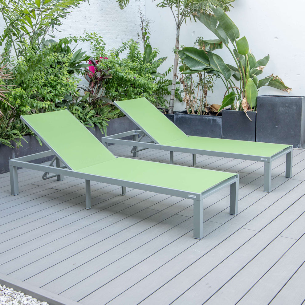 LeisureMod Marlin Patio Chaise Lounge Chair With Grey Aluminum Frame, Set of 2 | Outdoor Chaise Lounges | Modishstore - 84