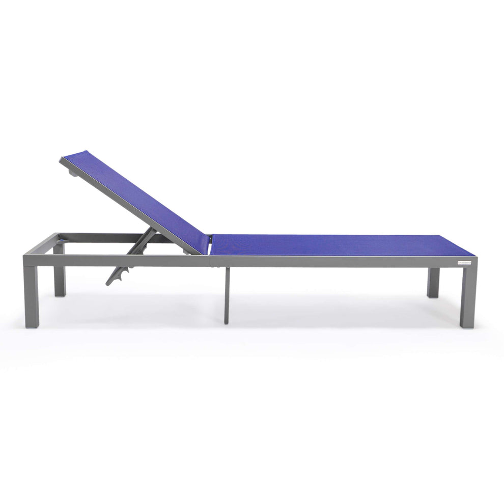 LeisureMod Marlin Patio Chaise Lounge Chair With Grey Aluminum Frame, Set of 2 | Outdoor Chaise Lounges | Modishstore - 193