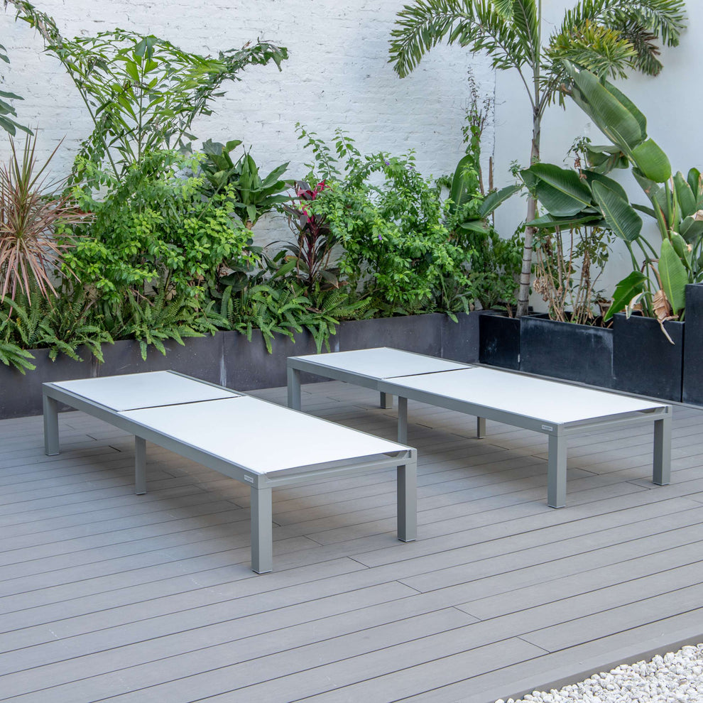 LeisureMod Marlin Patio Chaise Lounge Chair With Grey Aluminum Frame, Set of 2 | Outdoor Chaise Lounges | Modishstore - 161