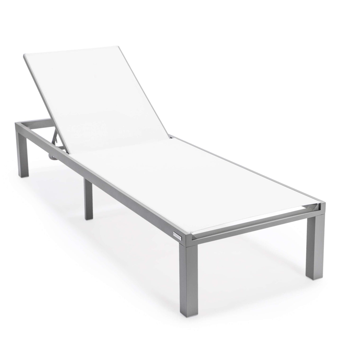 LeisureMod Marlin Patio Chaise Lounge Chair With Grey Aluminum Frame, Set of 2 | Outdoor Chaise Lounges | Modishstore - 159