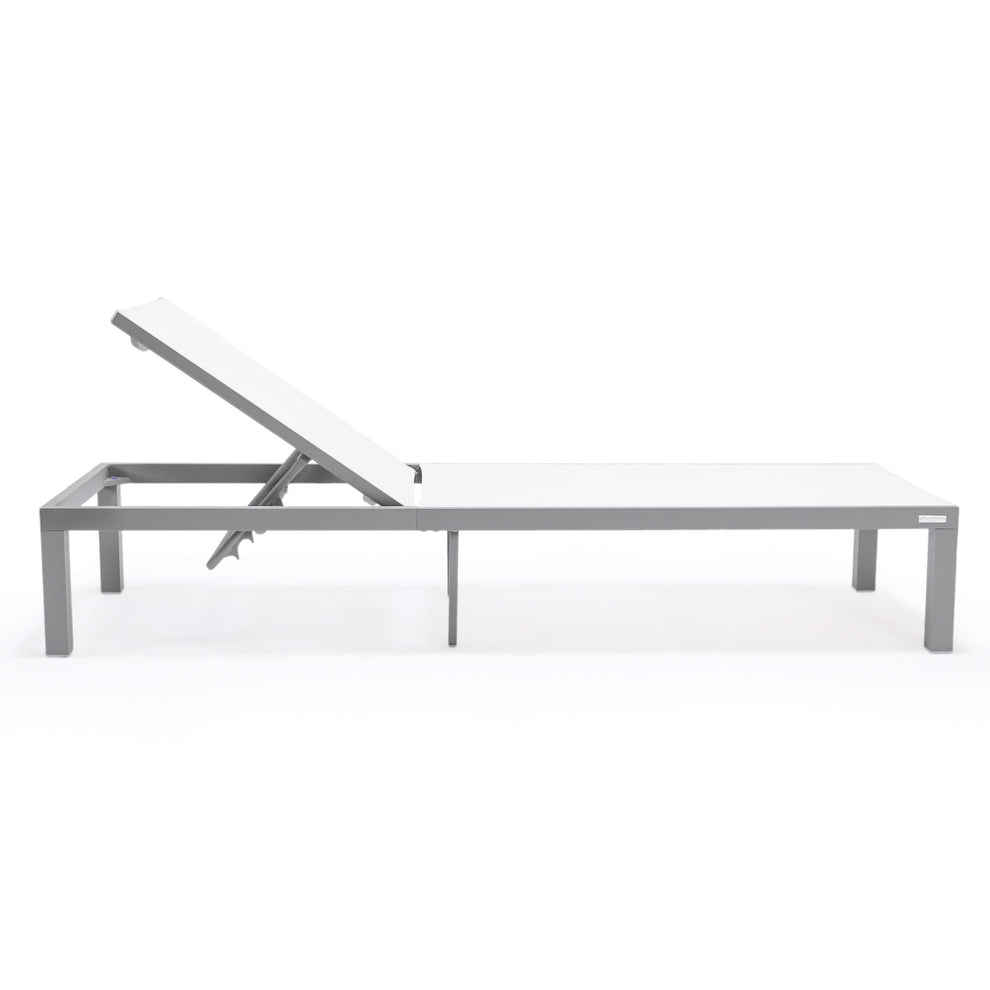 LeisureMod Marlin Patio Chaise Lounge Chair With Grey Aluminum Frame, Set of 2 | Outdoor Chaise Lounges | Modishstore - 155