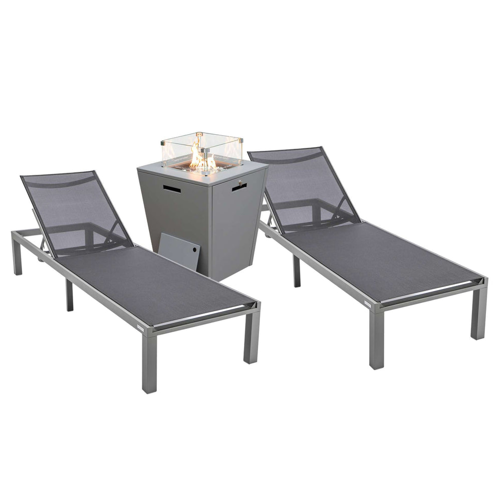 LeisureMod Marlin Modern Aluminum Outdoor Patio Chaise Lounge Chair Set of 2 - MLGRCF21-77BL2 | Outdoor Chaise Lounges | Modishstore