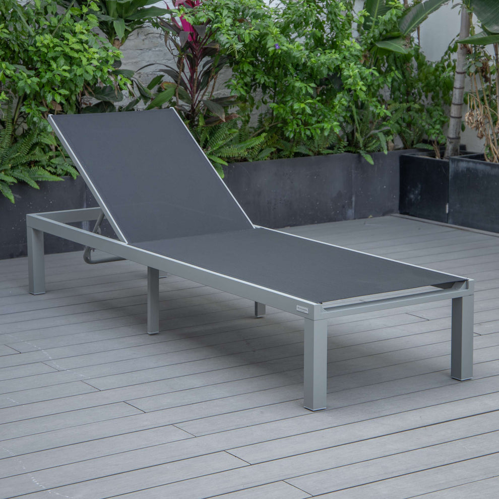 LeisureMod Marlin Patio Chaise Lounge Chair With Grey Aluminum Frame, Set of 2 | Outdoor Chaise Lounges | Modishstore - 20