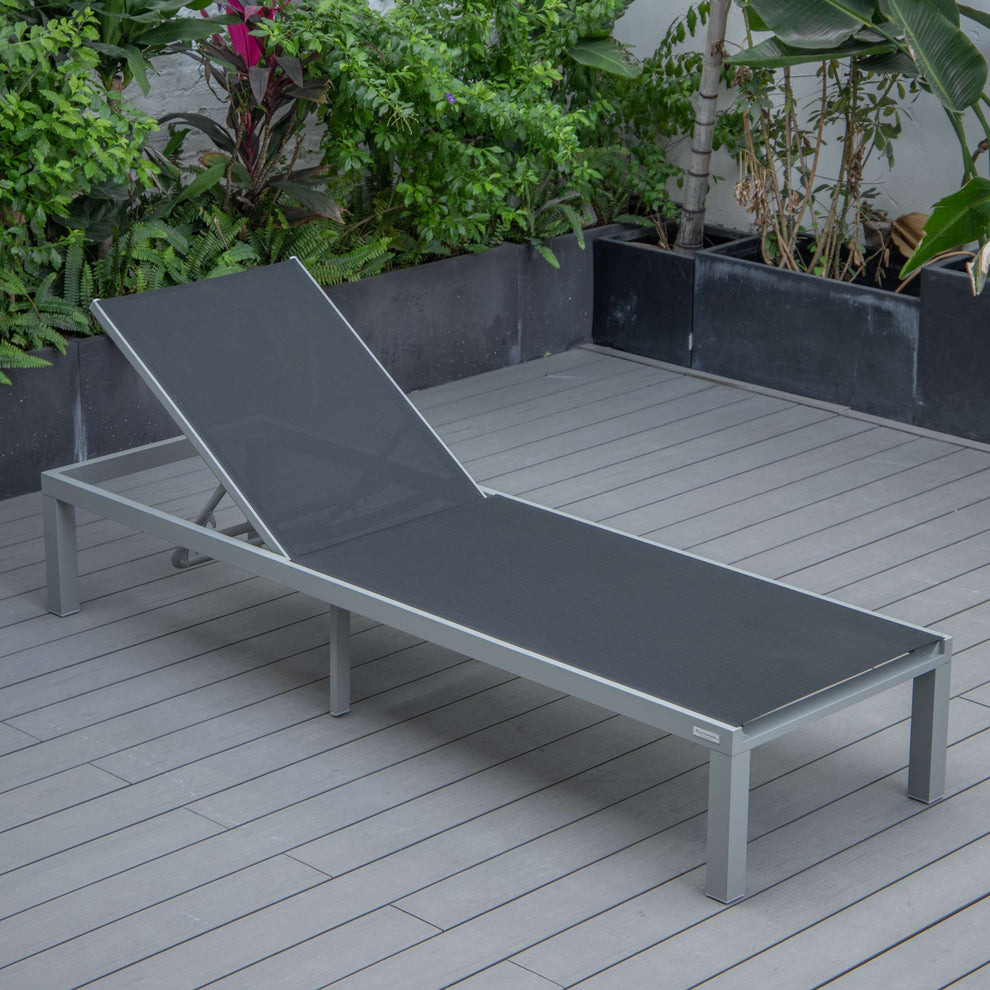 LeisureMod Marlin Patio Chaise Lounge Chair With Grey Aluminum Frame, Set of 2 | Outdoor Chaise Lounges | Modishstore - 18