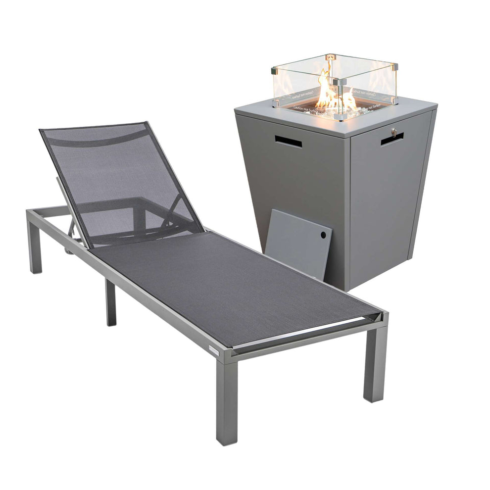 LeisureMod Marlin Modern Grey Aluminum Outdoor Patio Chaise Lounge Chair - MLGRCF21-77BL | Outdoor Chaise Lounges | Modishstore - 2