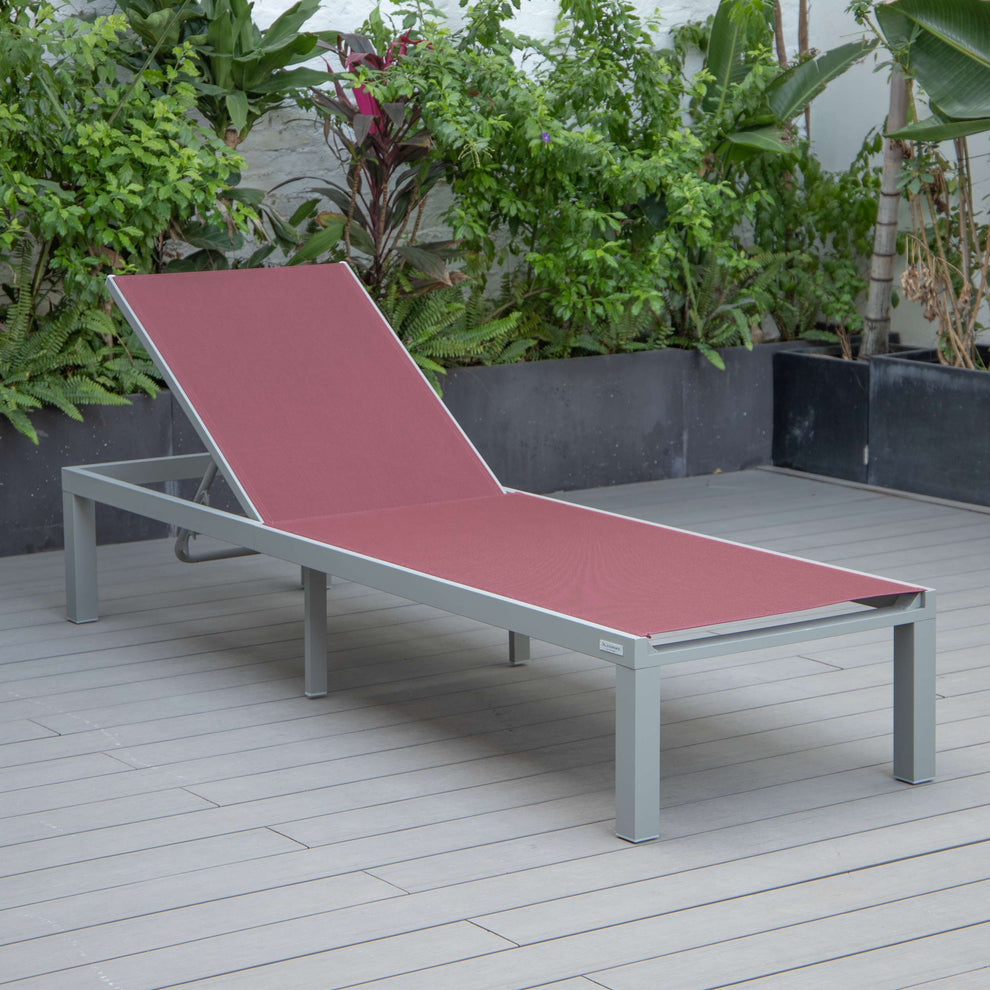 LeisureMod Marlin Patio Chaise Lounge Chair With Grey Aluminum Frame, Set of 2 | Outdoor Chaise Lounges | Modishstore - 54