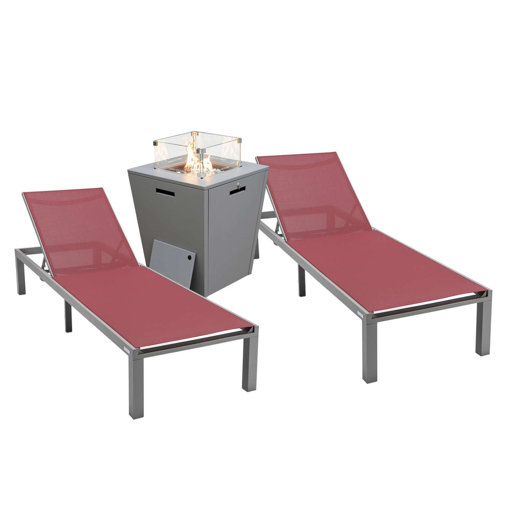 LeisureMod Marlin Patio Chaise Lounge Chair With Grey Aluminum Frame, Set of 2 | Outdoor Chaise Lounges | Modishstore - 37