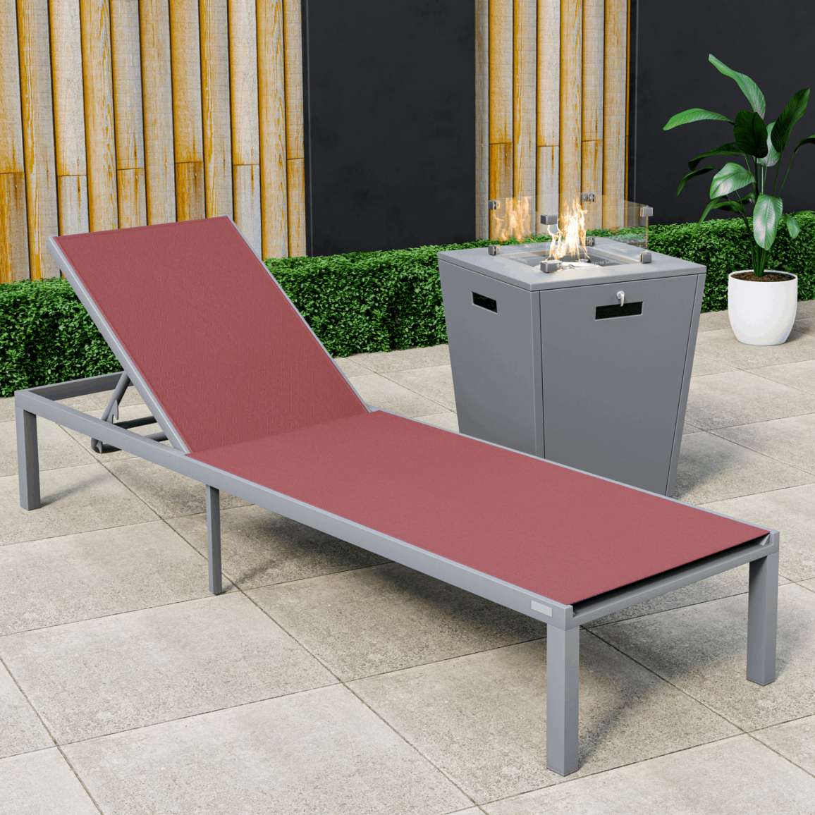 LeisureMod Marlin Modern Grey Aluminum Outdoor Patio Chaise Lounge Chair - MLGRCF21-77BL | Outdoor Chaise Lounges | Modishstore - 24