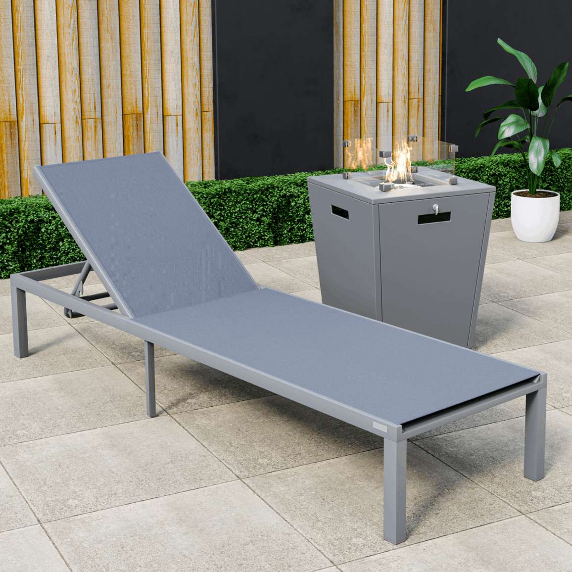 LeisureMod Marlin Modern Grey Aluminum Outdoor Patio Chaise Lounge Chair - MLGRCF21-77BL | Outdoor Chaise Lounges | Modishstore - 47
