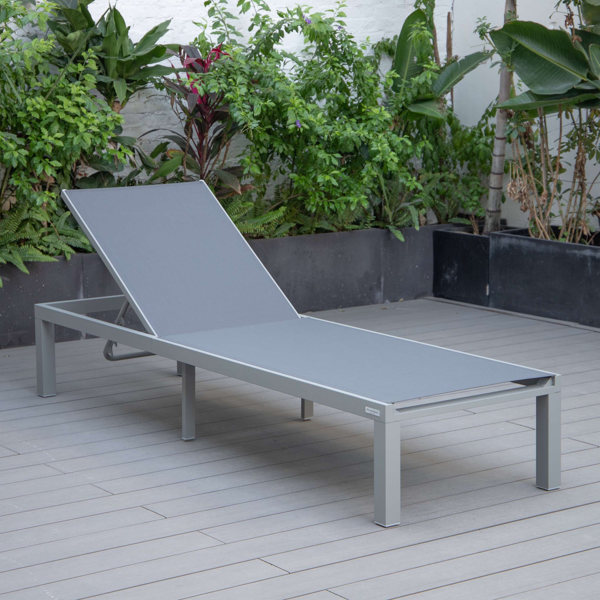 LeisureMod Marlin Modern Grey Aluminum Outdoor Patio Chaise Lounge Chair - MLGRCF21-77BL | Outdoor Chaise Lounges | Modishstore - 56