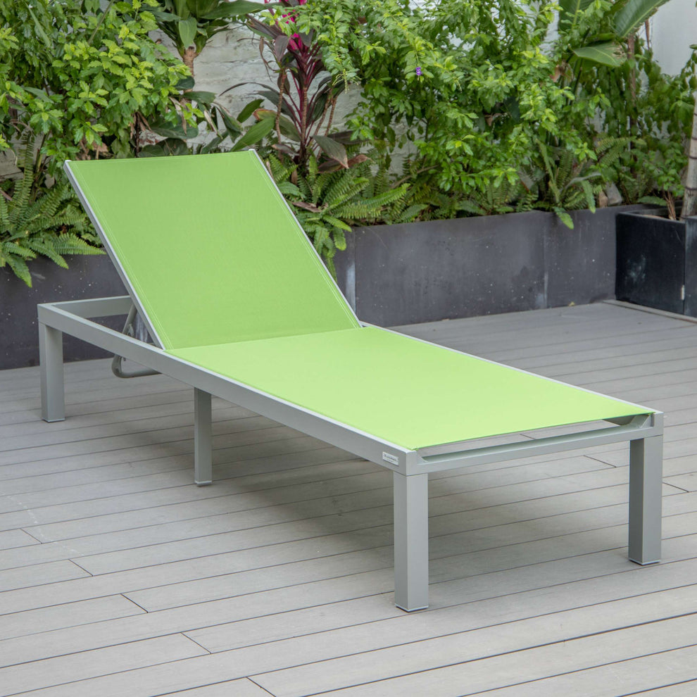 LeisureMod Marlin Patio Chaise Lounge Chair With Grey Aluminum Frame, Set of 2 | Outdoor Chaise Lounges | Modishstore - 76